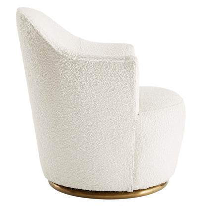Nora Boucle Upholstered Swivel Chair by Furniture For America