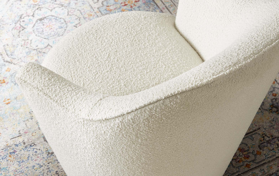 Trondheim Boucle Upholstered Swivel Chair in White
