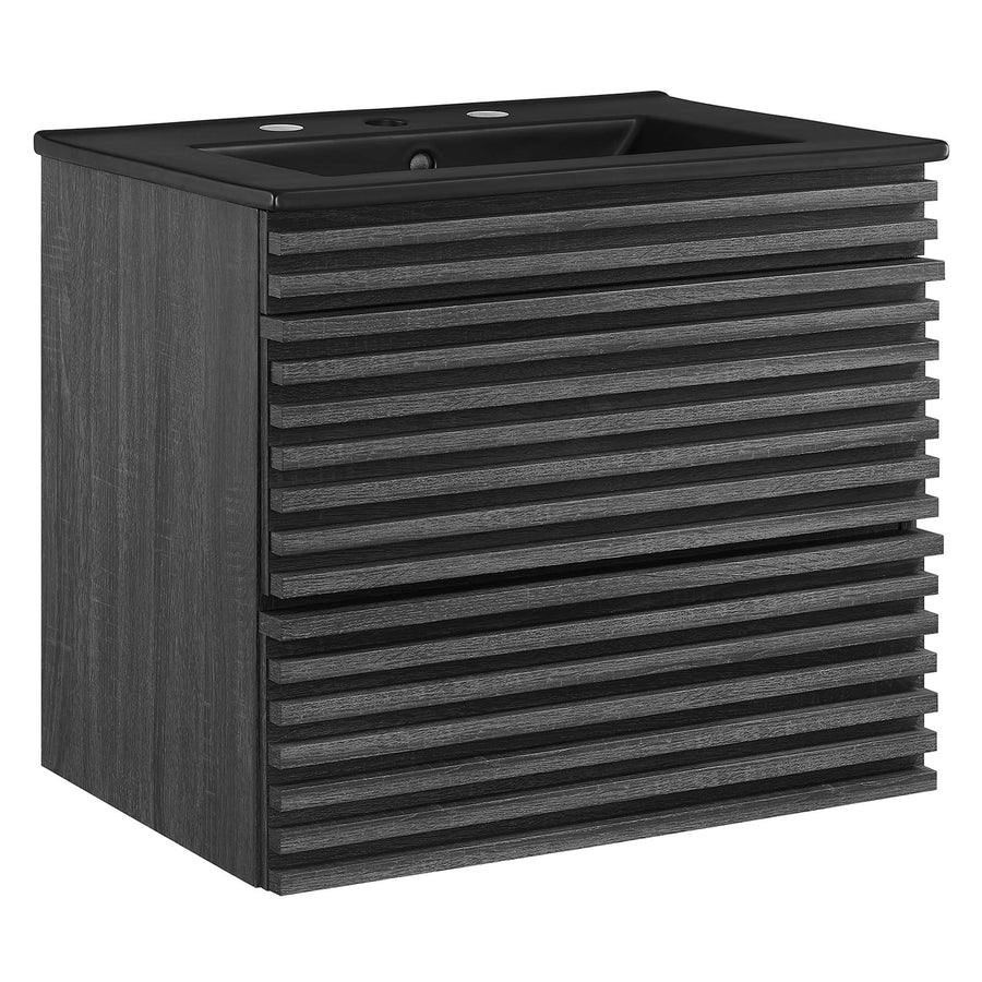 Vera 24" Wall-Mount Bathroom Vanity in Charcoal Black