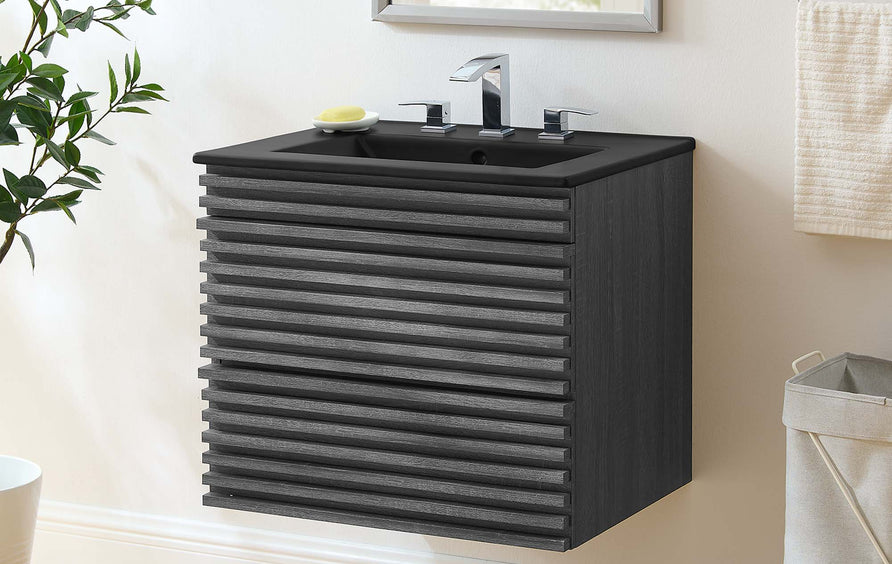 Vera 24" Wall-Mount Bathroom Vanity in Charcoal Black