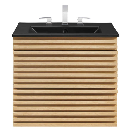 Render 24" Wall-Mount Bathroom Vanity in Oak Black