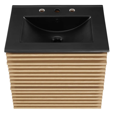 Render 24" Wall-Mount Bathroom Vanity in Oak Black