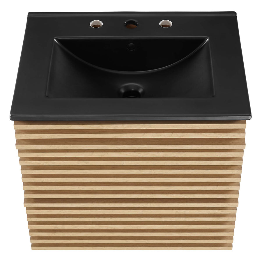 Vera 24" Wall-Mount Bathroom Vanity in Oak Black