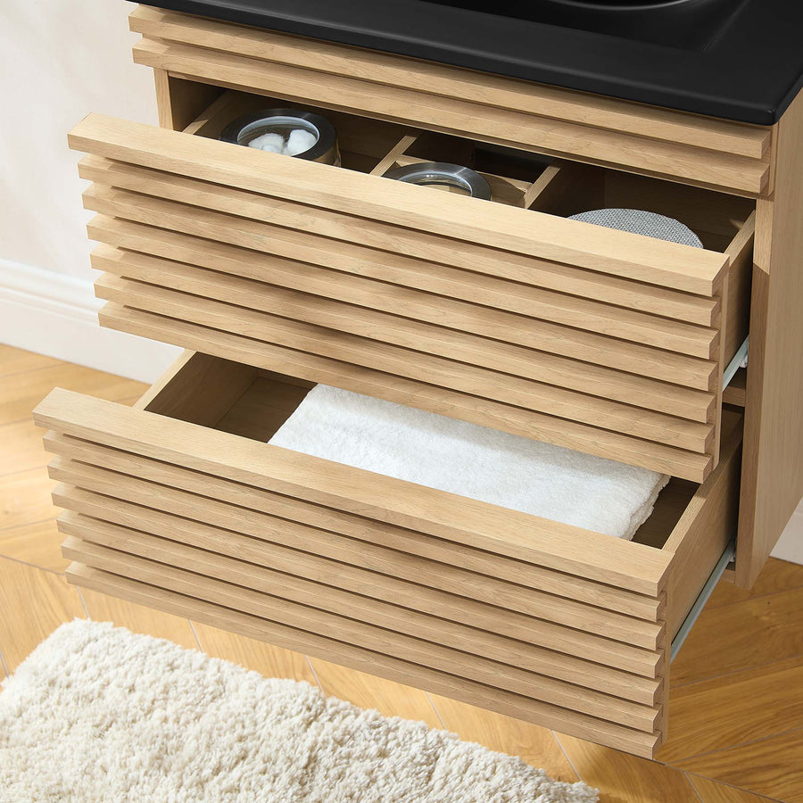 Vera 24" Wall-Mount Bathroom Vanity in Oak Black