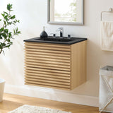 Vera 24" Wall-Mount Bathroom Vanity in Oak Black