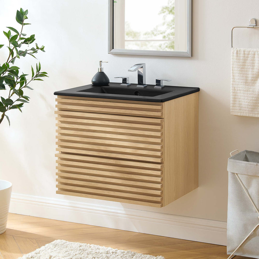 Vera 24" Wall-Mount Bathroom Vanity in Oak Black