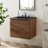 Vera 24" Wall-Mount Bathroom Vanity in Walnut Black
