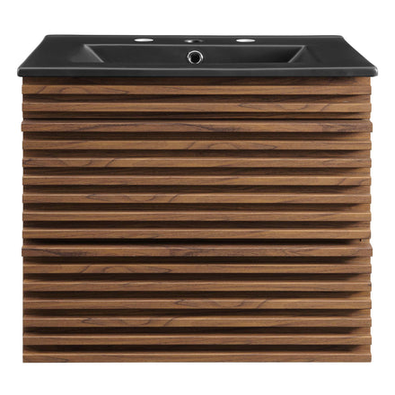 Render 24" Wall-Mount Bathroom Vanity in Walnut Black