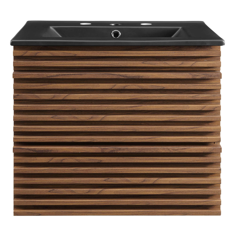 Vera 24" Wall-Mount Bathroom Vanity in Walnut Black