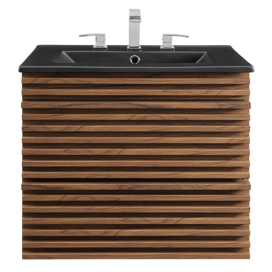 Vera 24" Wall-Mount Bathroom Vanity in Walnut Black