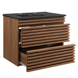 Vera 24" Wall-Mount Bathroom Vanity in Walnut Black