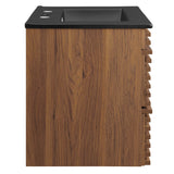 Vera 24" Wall-Mount Bathroom Vanity in Walnut Black