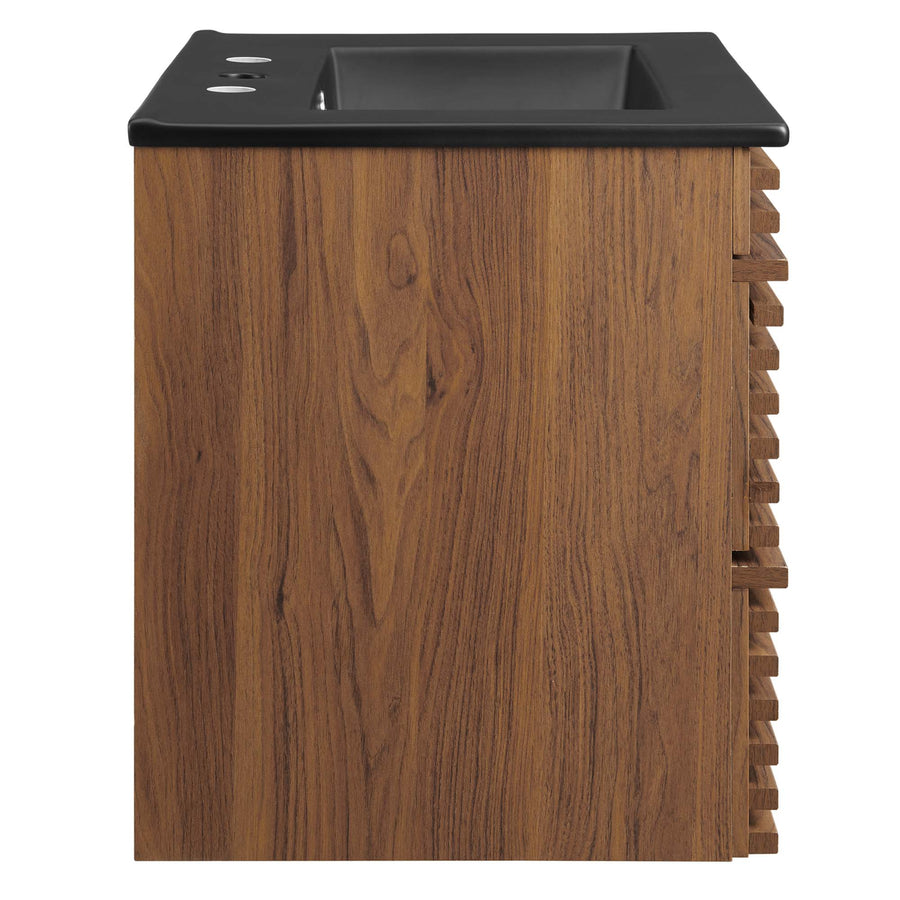Vera 24" Wall-Mount Bathroom Vanity in Walnut Black