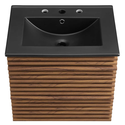 Render 24" Wall-Mount Bathroom Vanity in Walnut Black