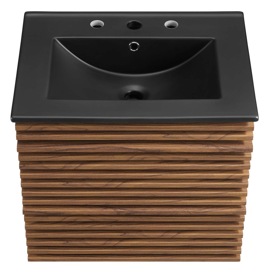 Vera 24" Wall-Mount Bathroom Vanity in Walnut Black