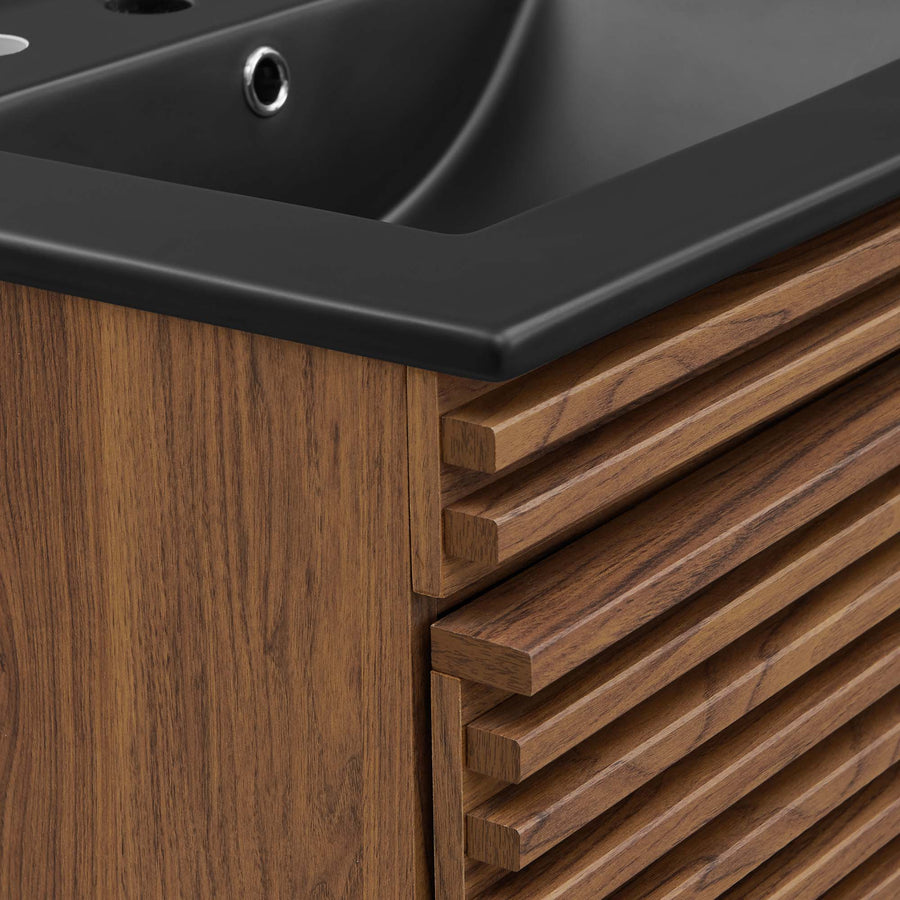 Vera 24" Wall-Mount Bathroom Vanity in Walnut Black