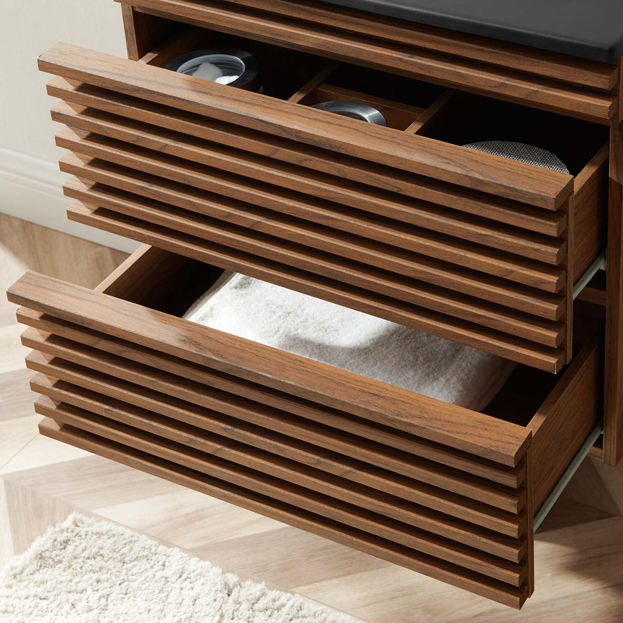 Vera 24" Wall-Mount Bathroom Vanity in Walnut Black