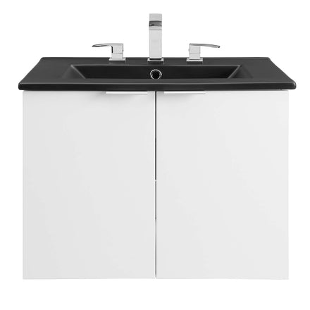 Maybelle 24" Wall-Mount Bathroom Vanity in White Black