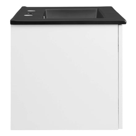Maybelle 24" Wall-Mount Bathroom Vanity in White Black