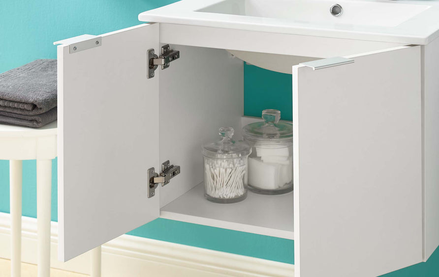 Mael 24" Wall-Mount Bathroom Vanity in White White