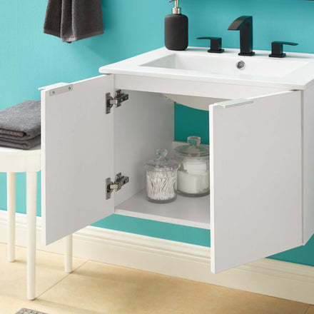 Maybelle 24" Wall-Mount Bathroom Vanity in White White