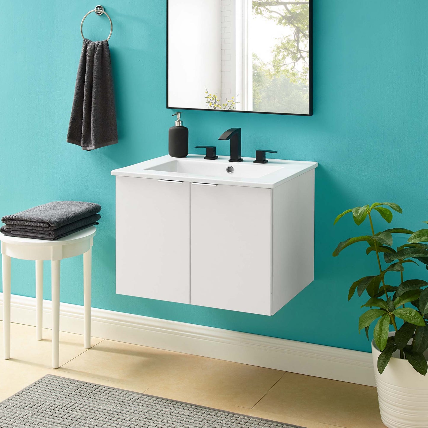 Maybelle 24" Wall-Mount Bathroom Vanity by Furniture For America