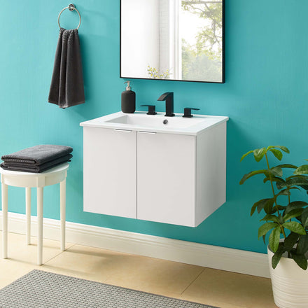Maybelle 24" Wall-Mount Bathroom Vanity in White White