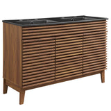 Vera 48" Double Sink Bathroom Vanity in Walnut Black