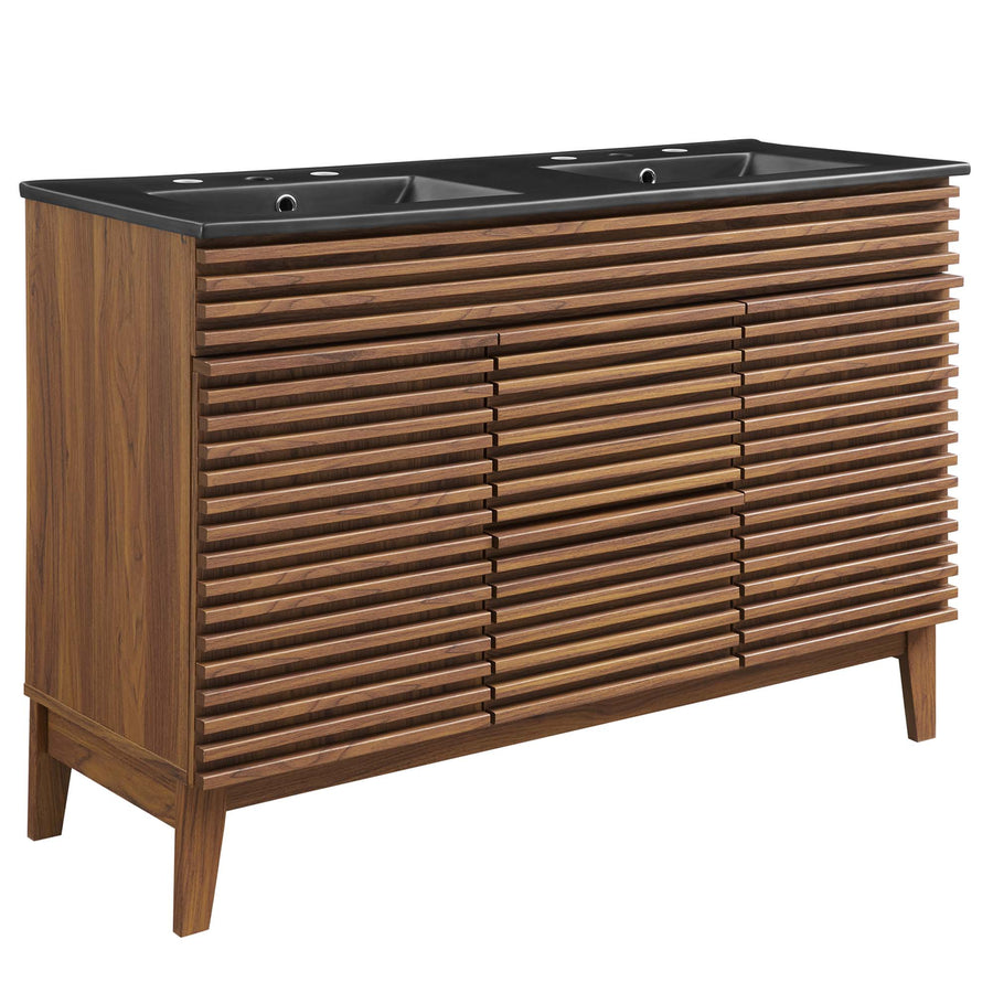 Vera 48" Double Sink Bathroom Vanity in Walnut Black