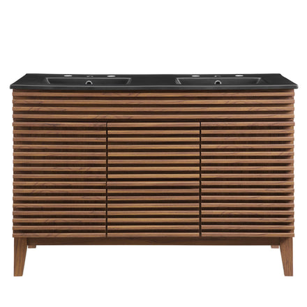 Render 48" Double Sink Bathroom Vanity in Walnut Black