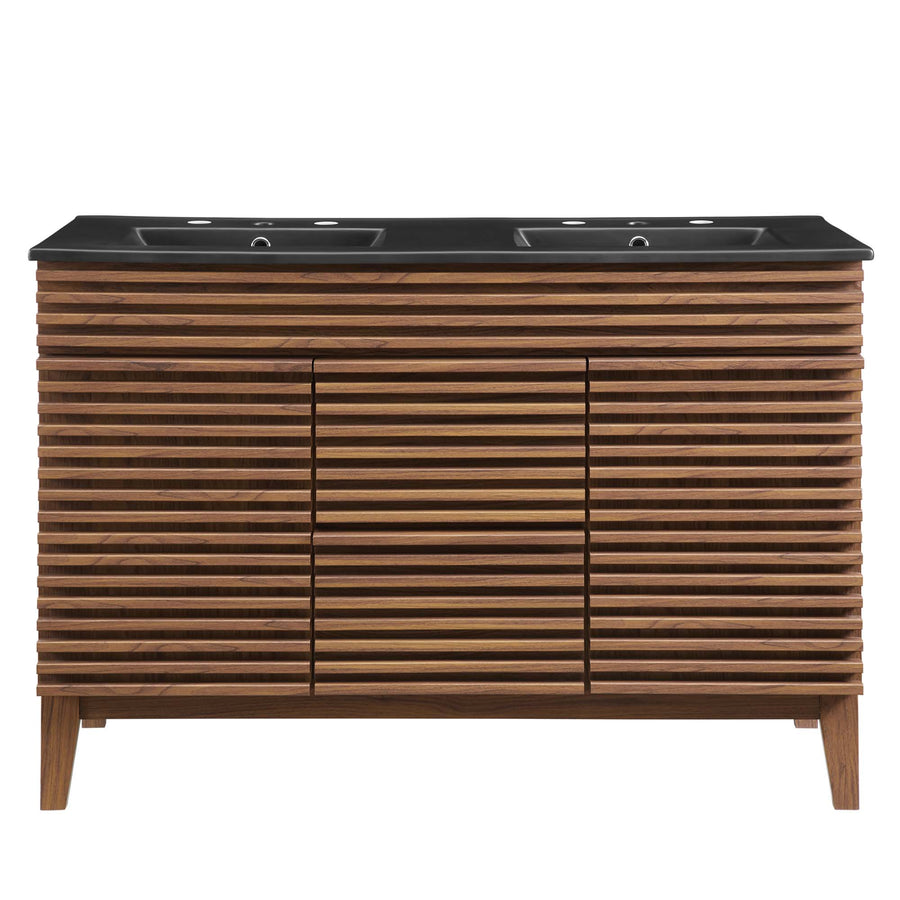 Vera 48" Double Sink Bathroom Vanity in Walnut Black