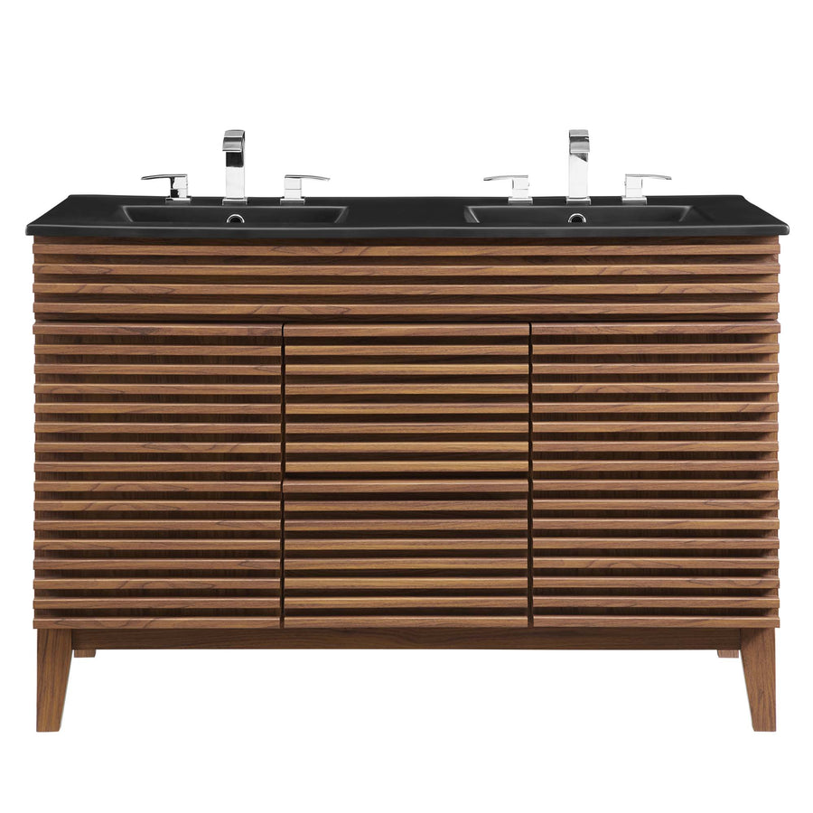 Vera 48" Double Sink Bathroom Vanity in Walnut Black