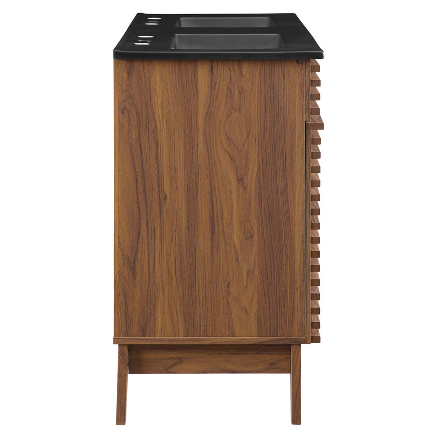 Vera 48" Double Sink Bathroom Vanity in Walnut Black