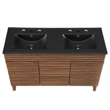 Render 48" Double Sink Bathroom Vanity in Walnut Black