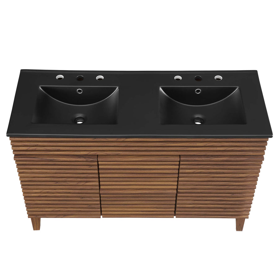 Vera 48" Double Sink Bathroom Vanity in Walnut Black