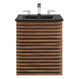 Vera 18" Wall-Mount Bathroom Vanity in Walnut Black