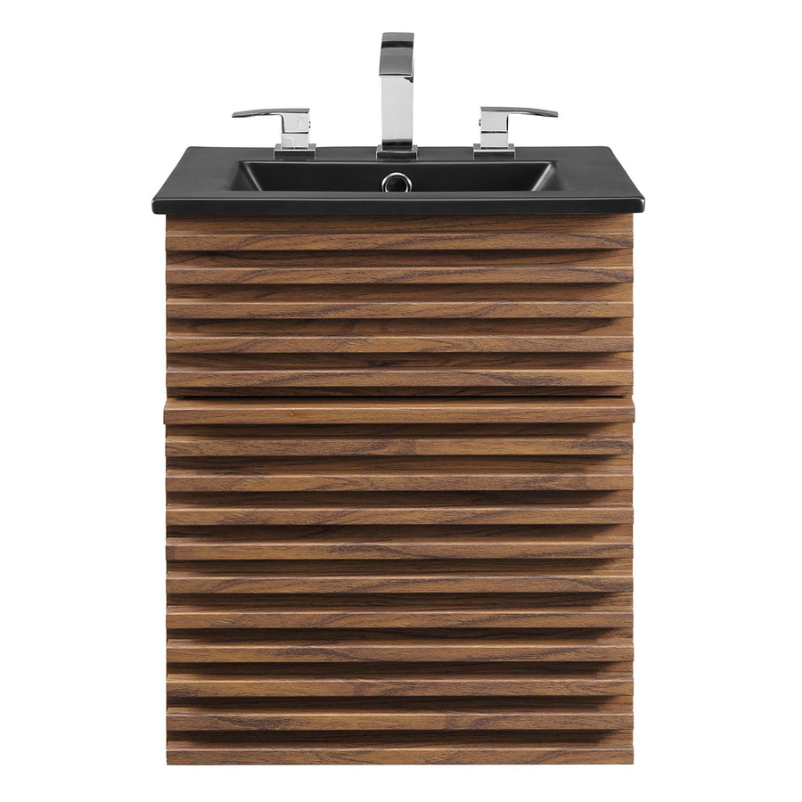 Vera 18" Wall-Mount Bathroom Vanity in Walnut Black