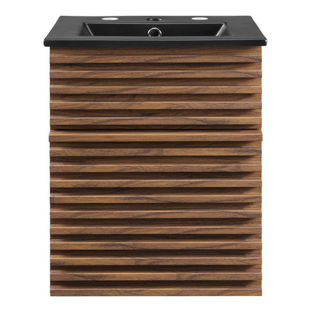 Render 18" Wall-Mount Bathroom Vanity in Walnut Black