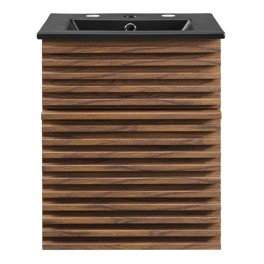 Vera 18" Wall-Mount Bathroom Vanity in Walnut Black