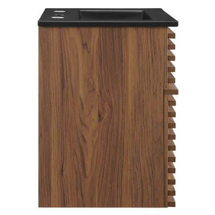 Render 18" Wall-Mount Bathroom Vanity in Walnut Black
