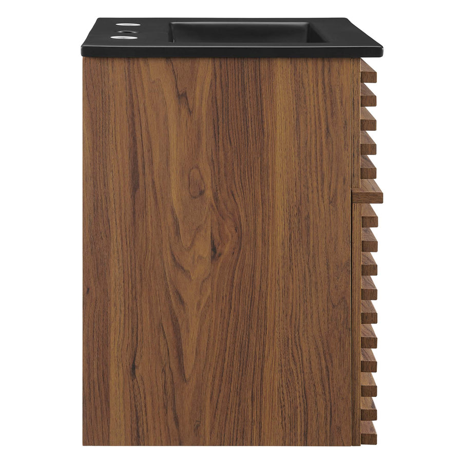 Vera 18" Wall-Mount Bathroom Vanity in Walnut Black