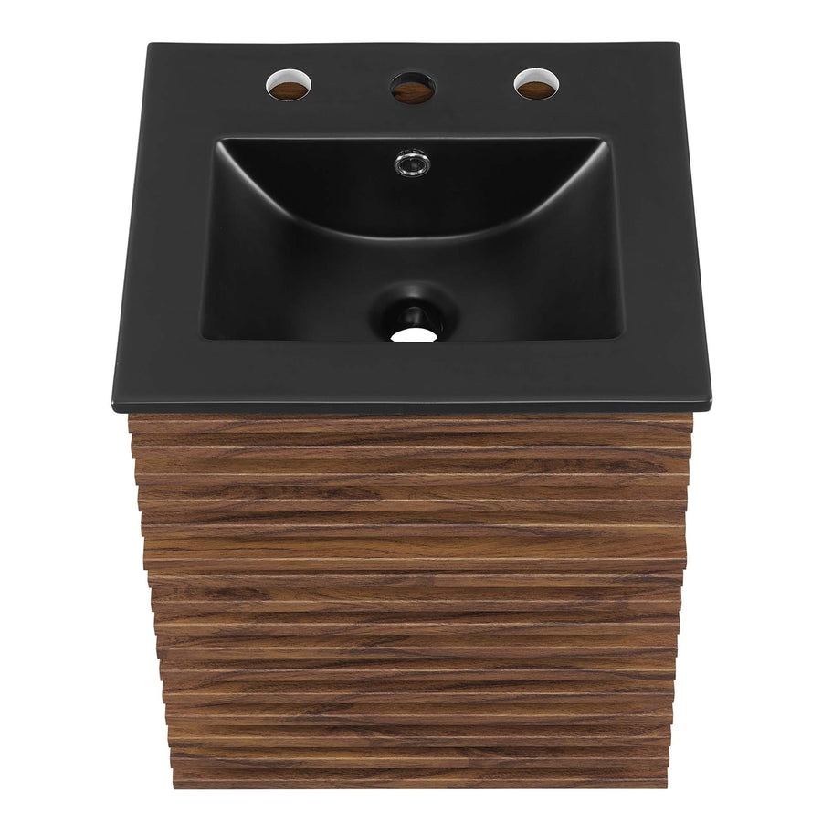 Vera 18" Wall-Mount Bathroom Vanity in Walnut Black