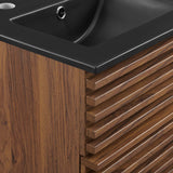 Vera 18" Wall-Mount Bathroom Vanity in Walnut Black