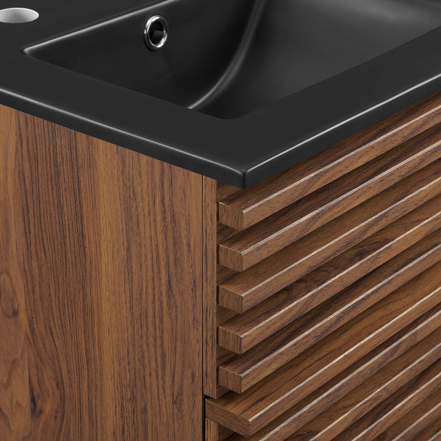Vera 18" Wall-Mount Bathroom Vanity in Walnut Black
