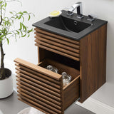 Vera 18" Wall-Mount Bathroom Vanity in Walnut Black