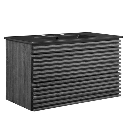 Render 36" Wall-Mount Bathroom Vanity in Charcoal Black