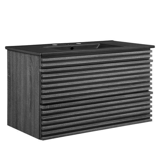 Render 36" Wall-Mount Bathroom Vanity by Furniture For America