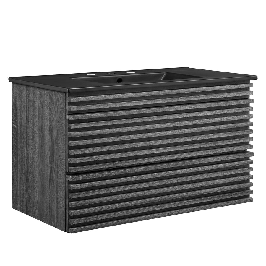Vera 36" Wall-Mount Bathroom Vanity in Charcoal Black