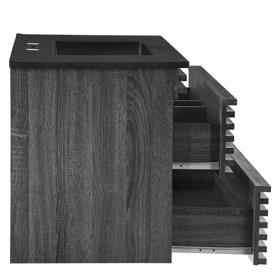 Vera 36" Wall-Mount Bathroom Vanity in Charcoal Black