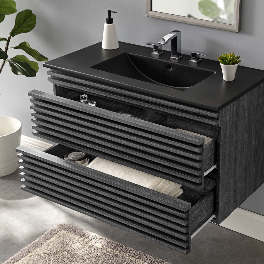 Vera 36" Wall-Mount Bathroom Vanity in Charcoal Black